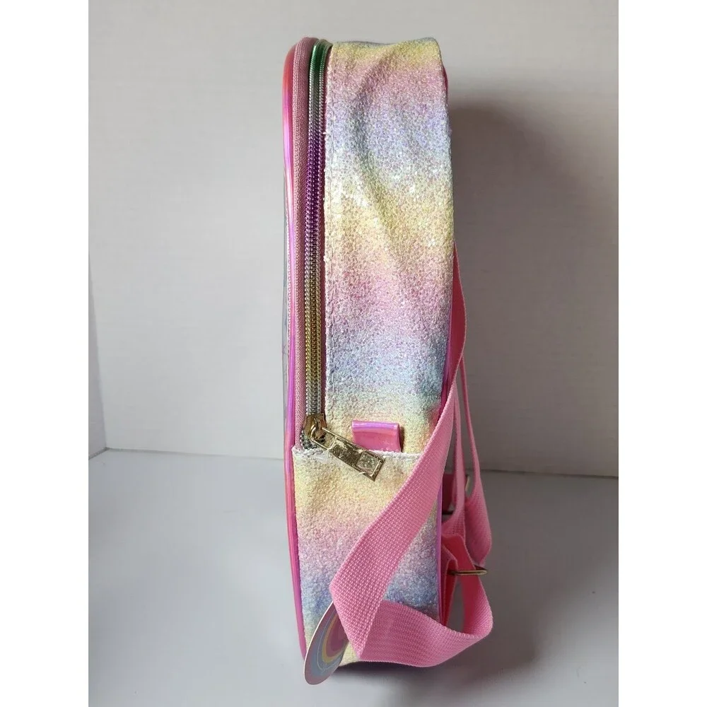 Unicorn Rainbow Glitter Backpack with Notebook, Sticky Notes, Pens, And Pencil